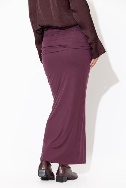 Cherry Tencel Roll Top Skirt