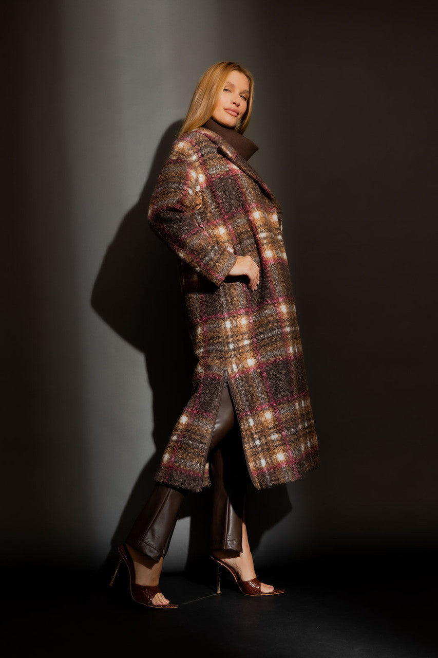 Berry/Tan Zip Coat