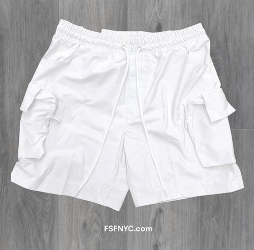 Rebel - Utility Nylon Shorts - White - 911