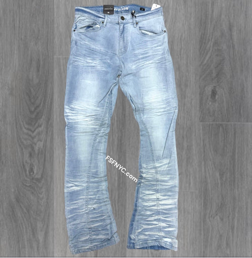L - Plain Stacked Denim - Blue - 7096