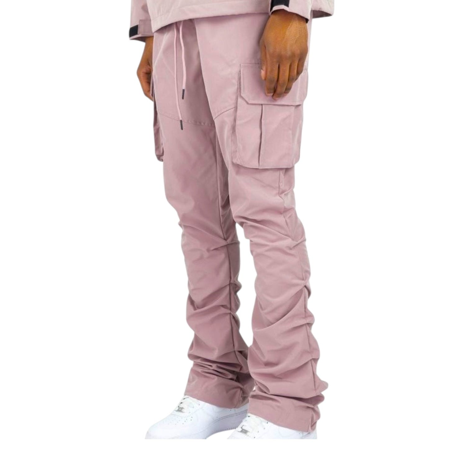 R - Stacked Flare Nylon Cargo - Dusty Pink - 422
