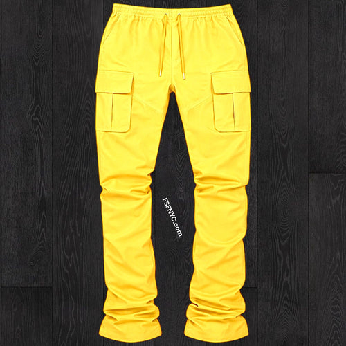 R - Stacked Flare Nylon Cargo - Yellow - 422