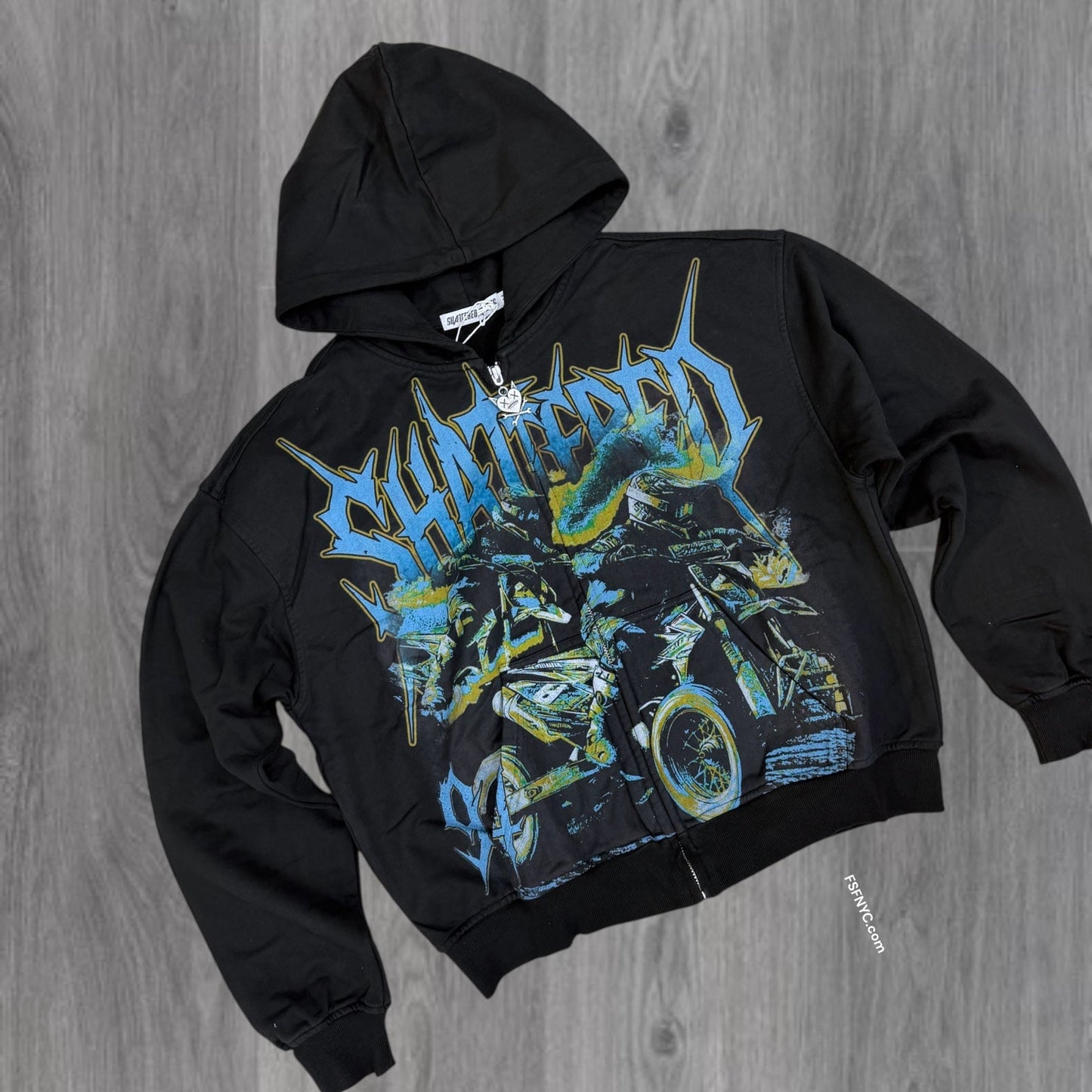 Shattered- Sports cub Zip Hoodie - Black