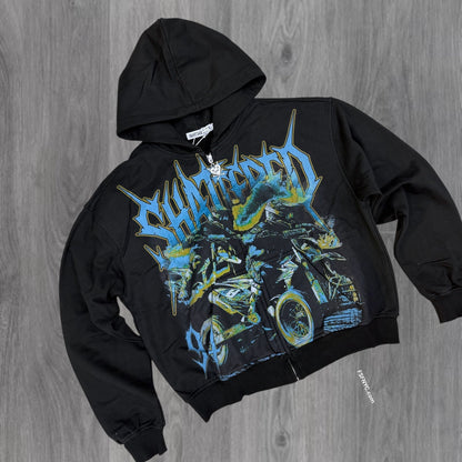 Shattered- Sports cub Zip Hoodie - Black