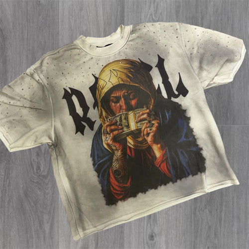R - The Mood Rhinestone T-shirt - cream - 144