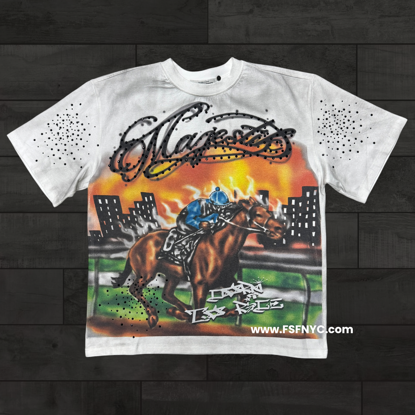 MJSTK - Graphic Tee W/ Rhinestone - Off White - 20116