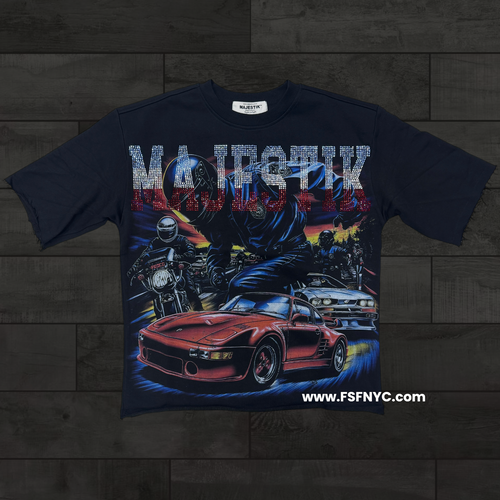 MJSTK - Graphic Tee W/ Rhinestone - Black - 26714