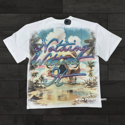 MJSTK - Graphic Tee W/ Rhinestone - White - 26845