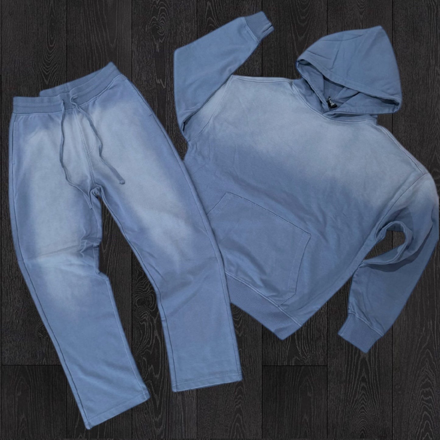 R- Fade Wash Sweatsuit - ASH BLUE - 885
