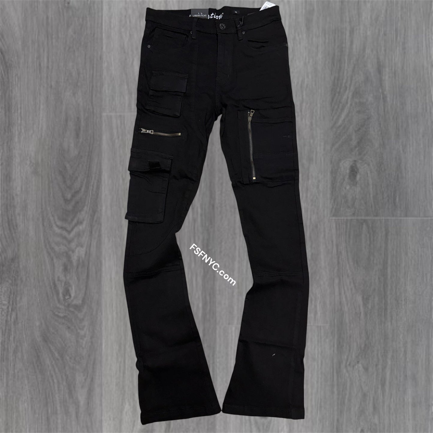 L - Stacked utility Pants - Jet Black- 7095