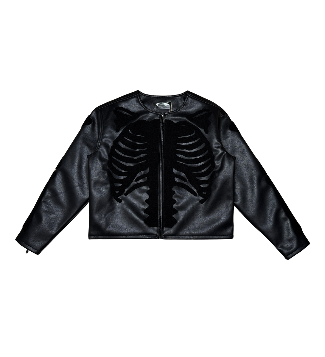 Vicious - BLACK (VEGAN LEATHER) SKELETON JACKET - VC771 (Go Up 1 Size ) zi