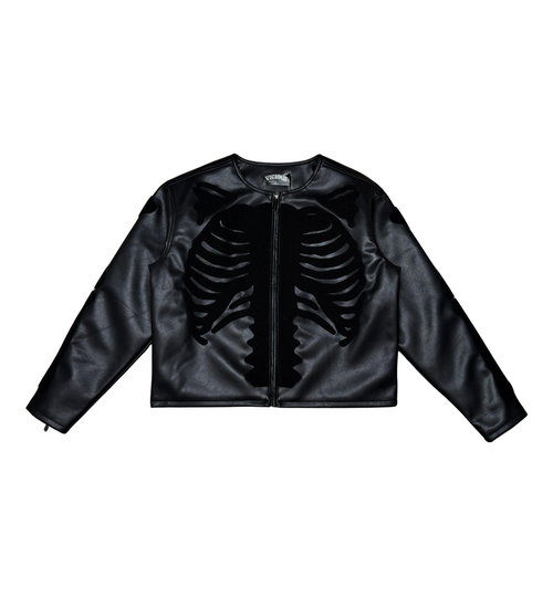 Vicious - BLACK (VEGAN LEATHER) SKELETON JACKET - VC771 (Go Up 1 Size ) zi