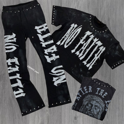 RP - SET - No Faith Flare Sweats&Tee - Black - 6085-