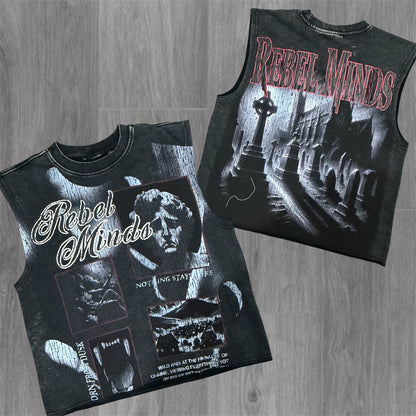 Dust Born Sleeveless Tee - Black - 11023