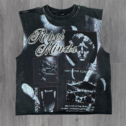 Dust Born Sleeveless Tee - Black - 11023