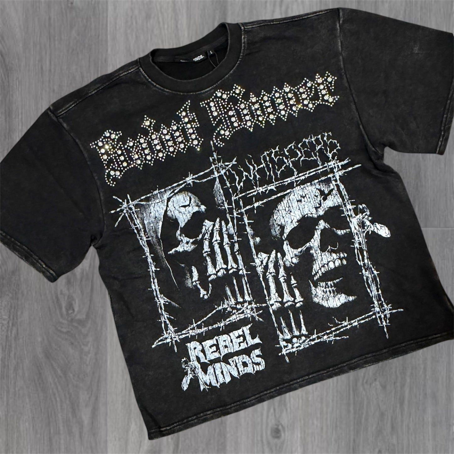 Whispers Rhinestone T-shirt - Black - 11129