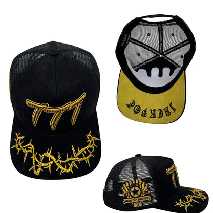 HDSN - “Chains” 777 Trucker hat - Black/Gold V2