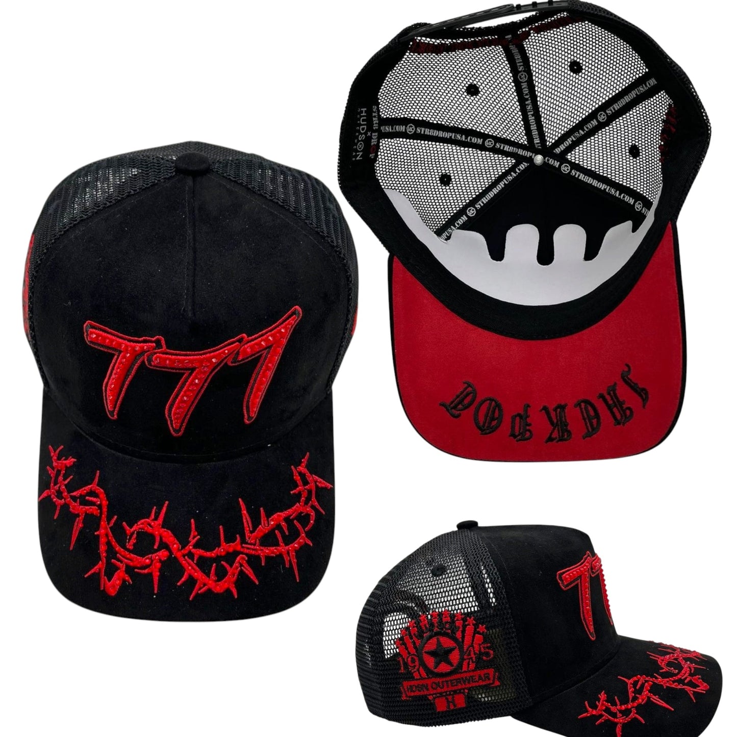 Hudson - “Chains” 777 Trucker hat - Black/Red V2