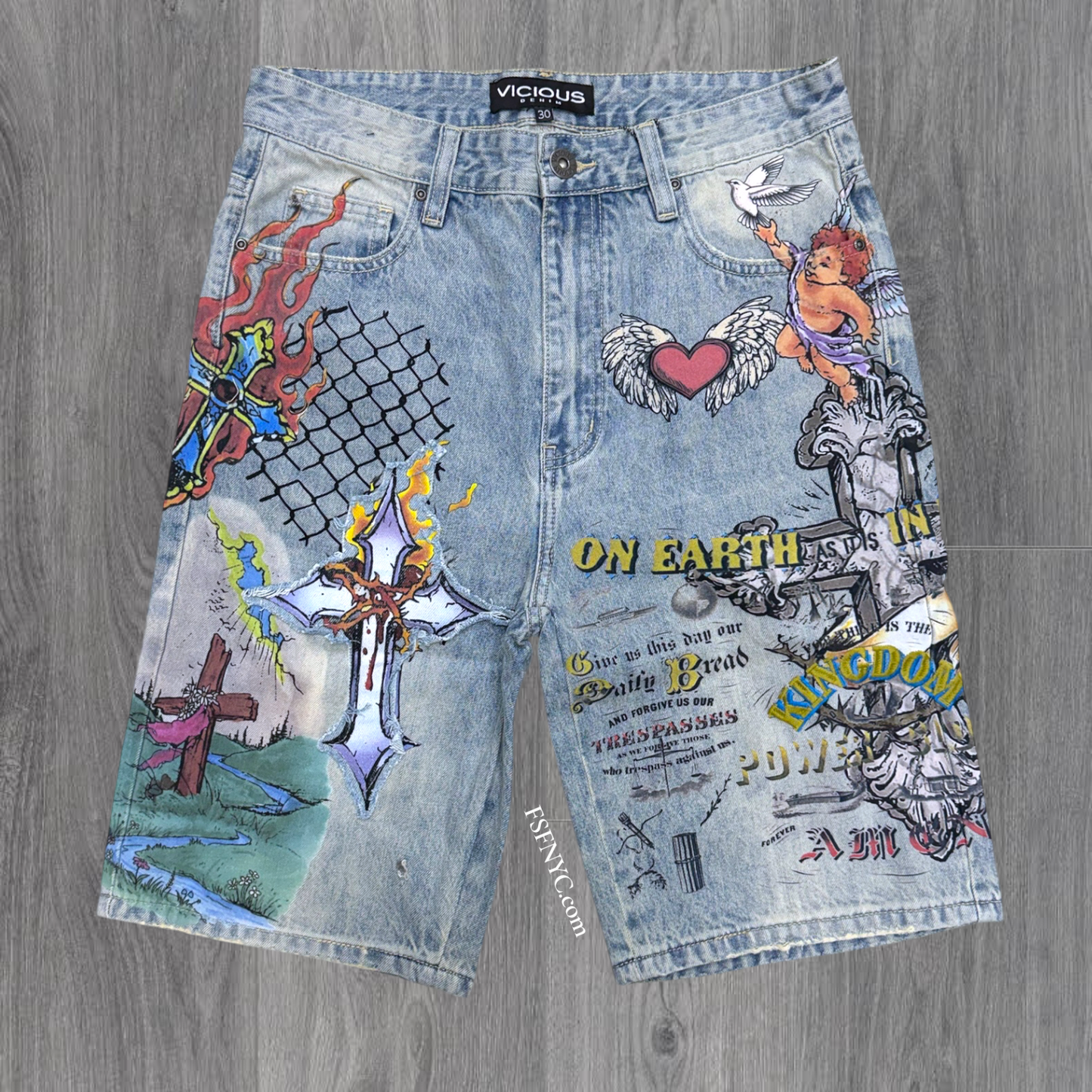 Vicious - on Earth Denim shorts- L.Blue -vc1208