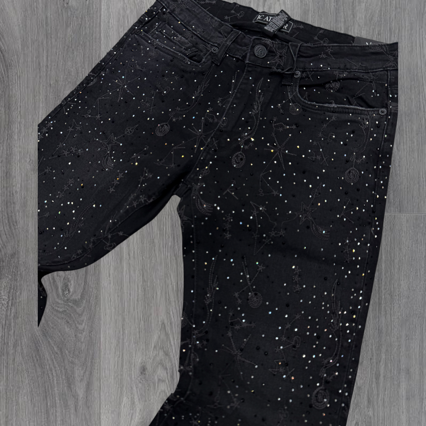 JC - Embroidery w Rhinestones Slim Jeans - Black s. - 2352