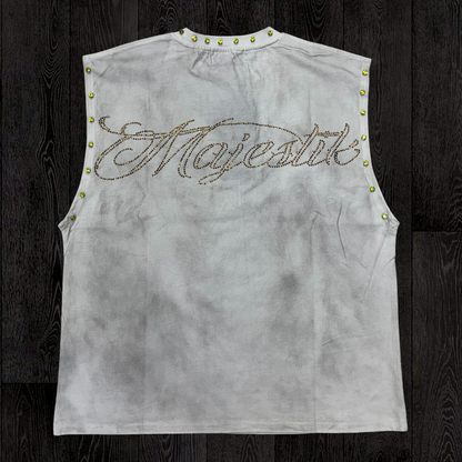 MJSTK - Graphic Sleeveless W/ Rhinestone - Off White - 26844