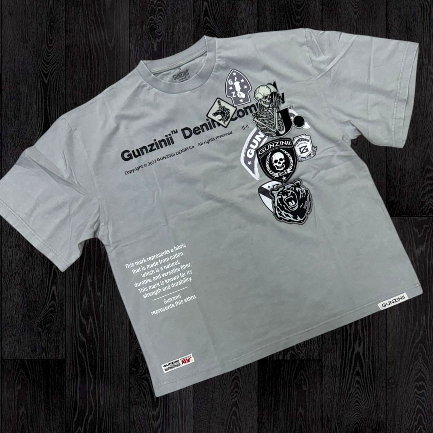 Gunzinii - Patch Work T-shirt - L.Grey - 1055