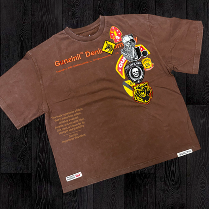 Gunzinii - Patch Work T-shirt - Brown - 1055