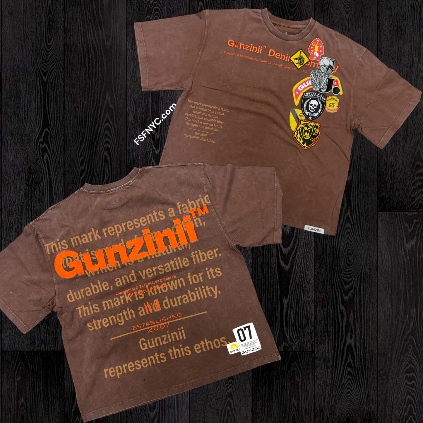 Gunzinii - Patch Work T-shirt - Brown - 1055