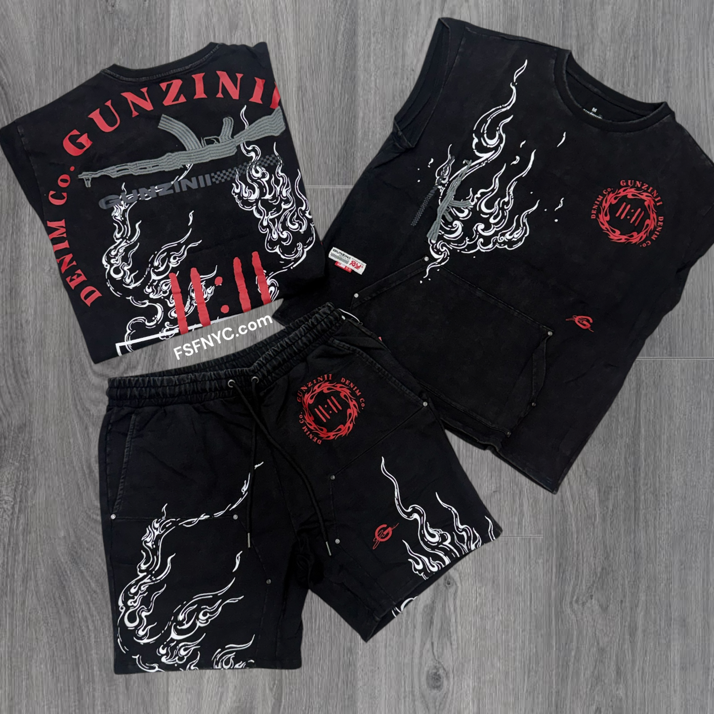 Gunzini - SET - Sleeveless Gunz short set - Black - 1032 1031