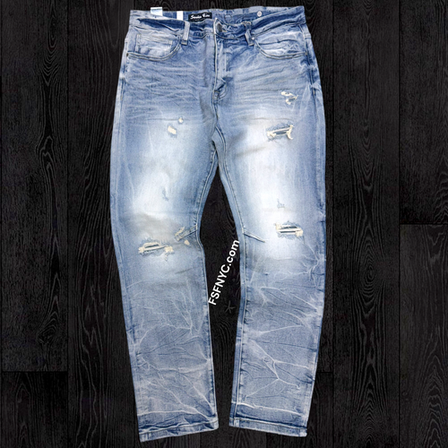 Rise - Rips Washed Jeans - Highland Blue - F205