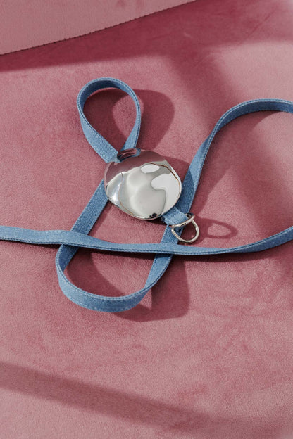 Chambray Denim Silver Dome Belt