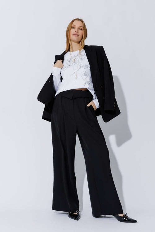 Black Euro Fold Over Pant
