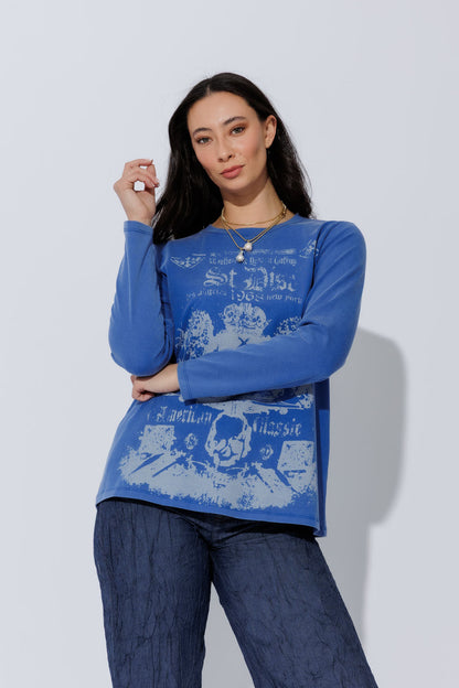 Cobalt Washed Cotton Band T-Shirt