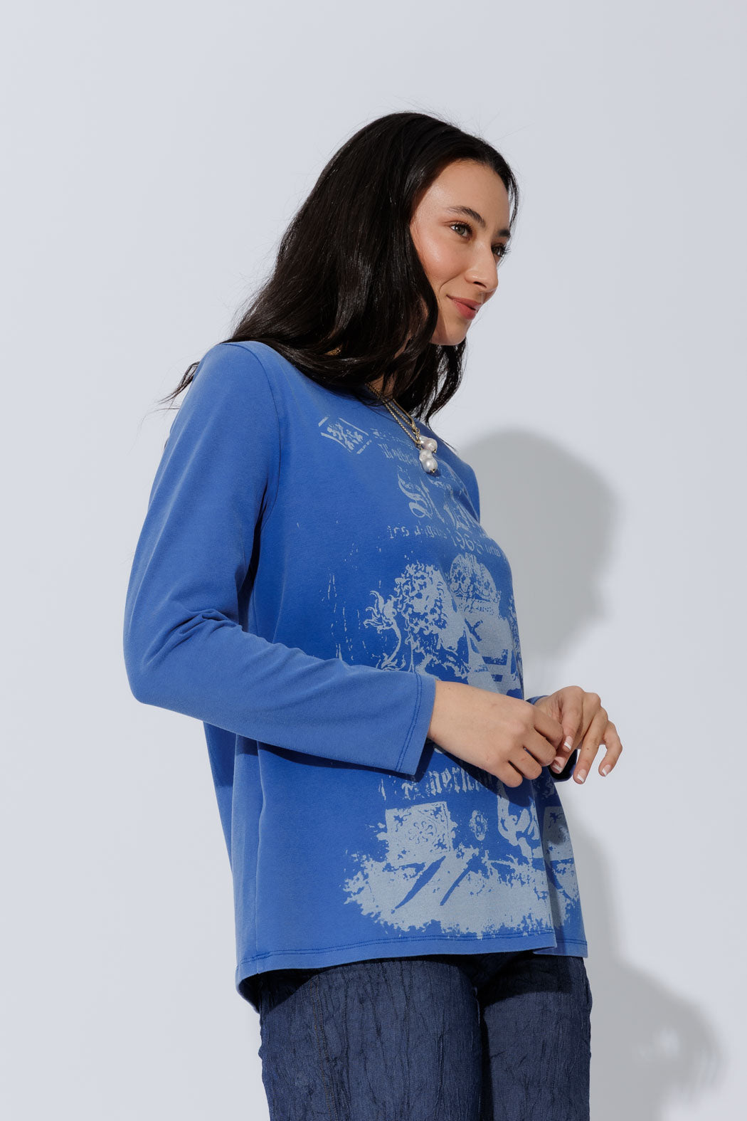 Cobalt Washed Cotton Band T-Shirt