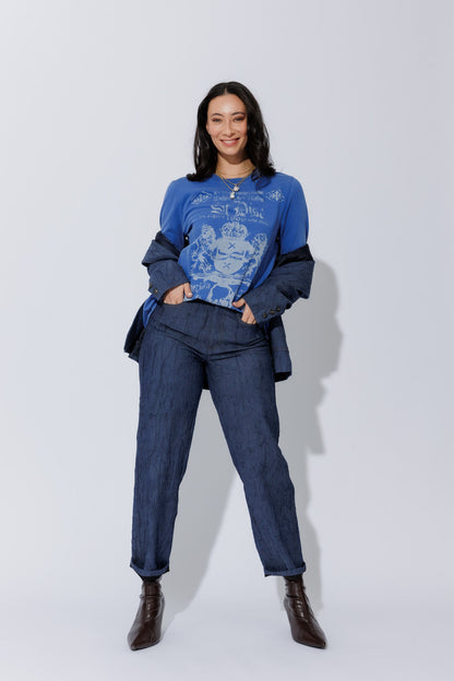 Cobalt Washed Cotton Band T-Shirt
