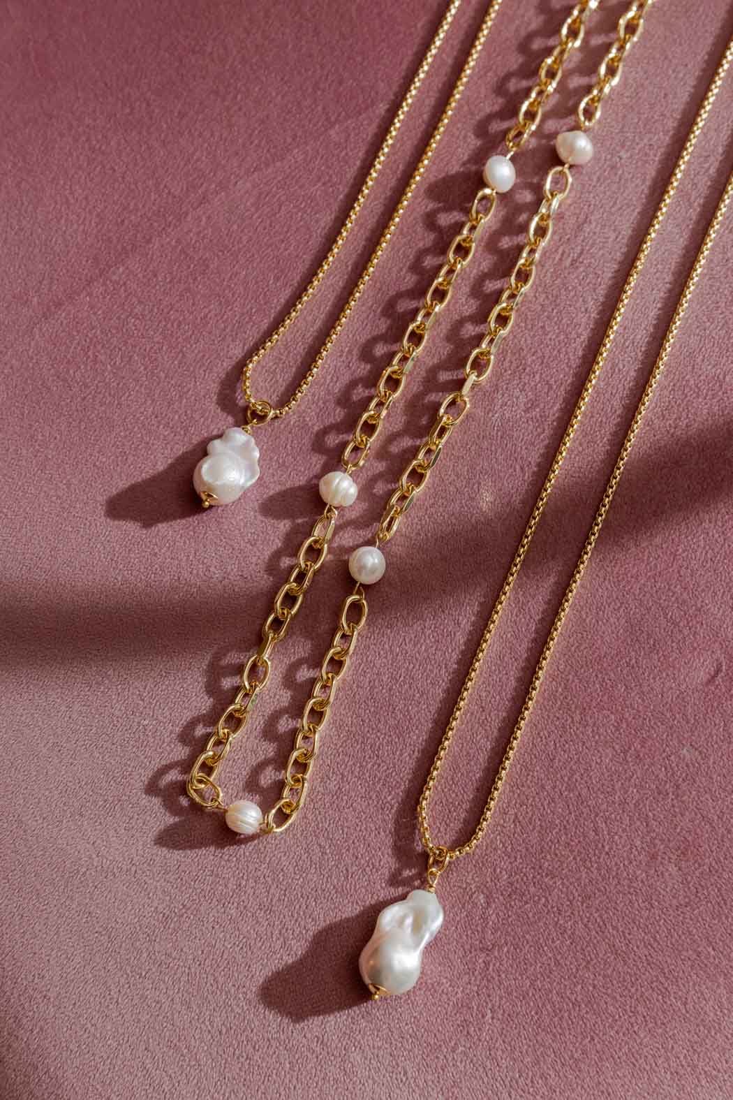 Gold Long Fresh Waterpearl Necklace Gold One Size
