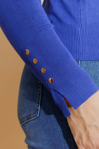 Cobalt Fine Knit Roll Neck Jumper Cobalt S