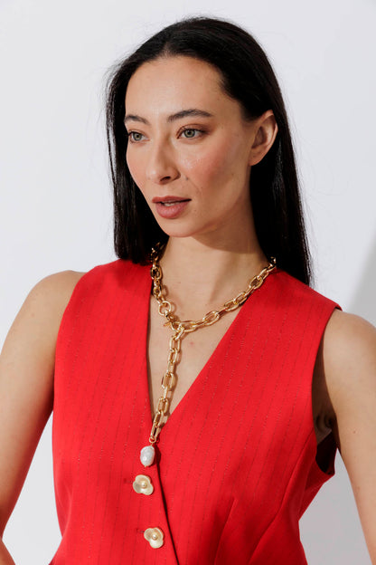 Gold Baroque Long Pearl Necklace