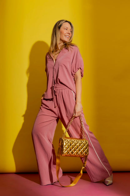Dusty Pink Piped Culottes Dusty Pink