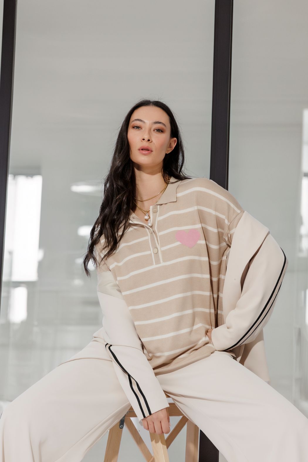 Beige Polo Knit S