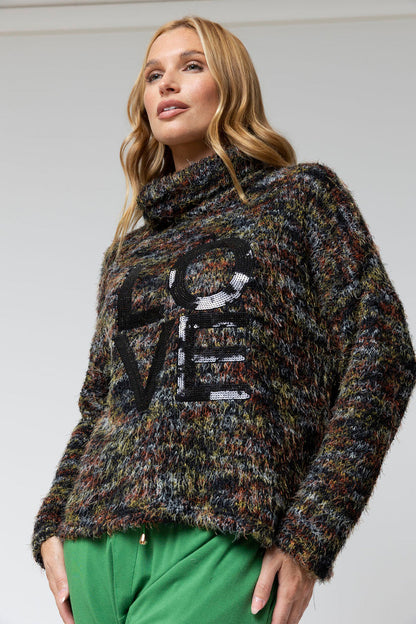 Black Speckle Fluffy Love Jumper - Sale