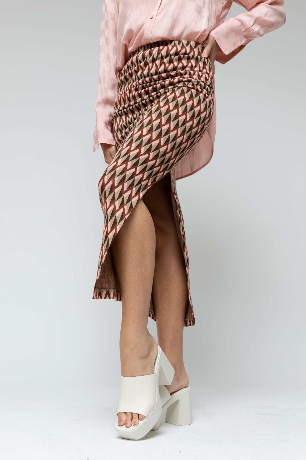 Geo Jacquard Split Skirt - Final Sale