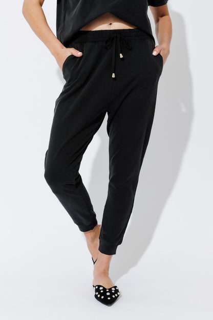 Charcoal Washed Cotton Stripe Pant