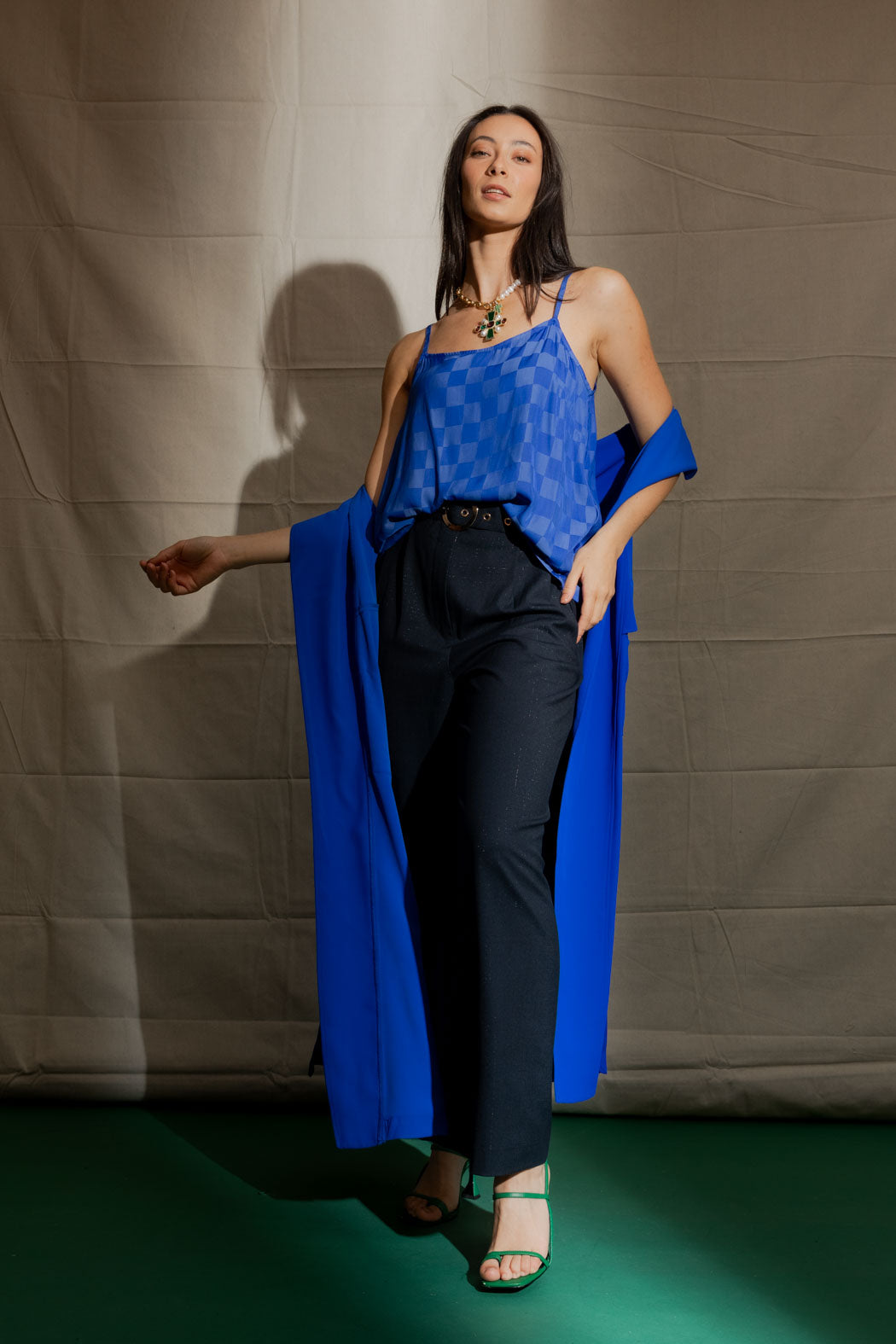 Cobalt Checkerboard Silky Lily Cami