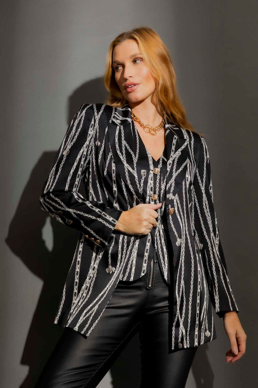 Black Chains Print Blazer Black Chains