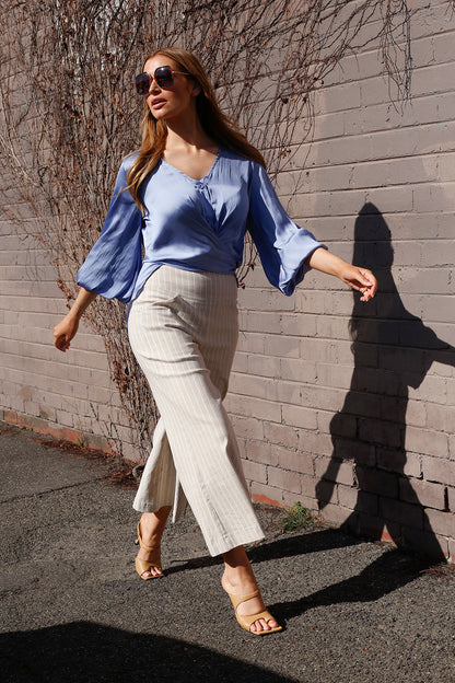 Cornflower Silky Zhoush Shirt - Final Sale