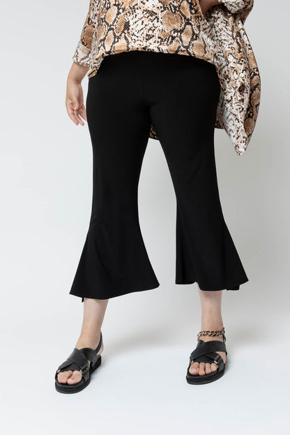 Black Superior Jersey Crop Flare Pant