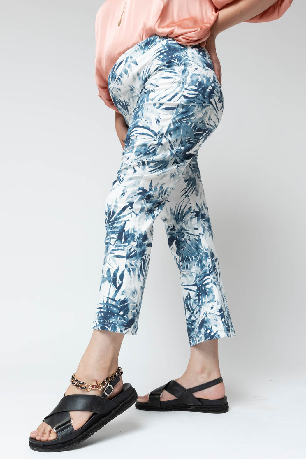 Blue And White Easy Days Stretch Pants - Final Sale