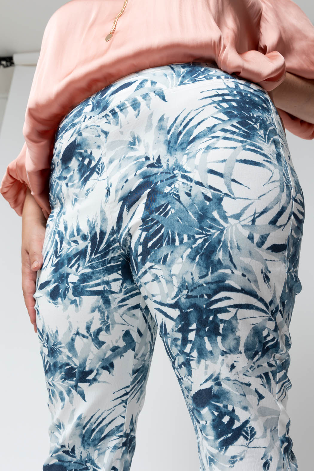Blue And White Easy Days Stretch Pants - Final Sale