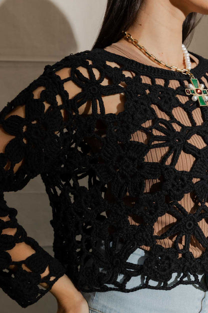 Black Chunky Crochet Knit